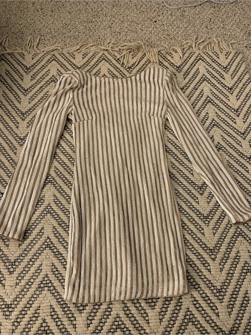 Forever 21 Sequin Striped Mesh Long Sleeve Mini Dress, Small